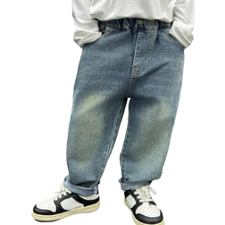 Shein Young Boy's Loose Fit Casual Denim Jeans, Autumn Style