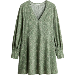 H&M Flared Dress - Green/Patterned