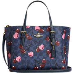 Coach Mollie Tote Bag 25 In Signature Canvas With Cherry Print - Gold/Denim Multi