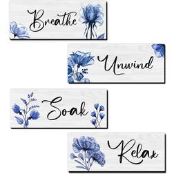 Utuichuo Wood Blue Wall Decor 25x10cm 4pcs