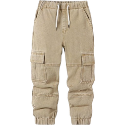 Shein Young Boy Retro Casual Street Style Loose Multi-Pockets Drawstring Waist Elastic Waist Denim Cargo Pants