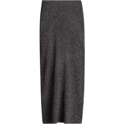 H&M Glittery Rib-Knit Skirt - Black/Silver-Coloured