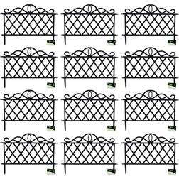Samuel Alexander Pack of 12 27cm Black Plastic Garden Patio Lawn Border Fence Edging