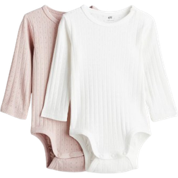 H&M Long Sleeved Bodysuits 2-pack - Powder Pink/White (1110252001)