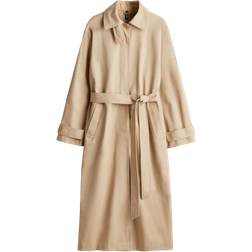 H&M Single Breasted Twill Trench Coat - Beige