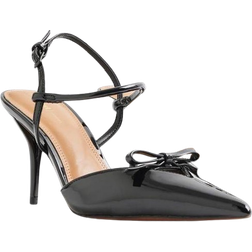 River Island Satin Sling Back Bow Court Shoes - Black