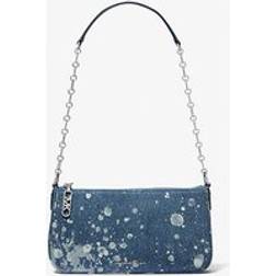 Michael Kors Empire Medium Splattered Denim Chain-Link Pochette - Blue