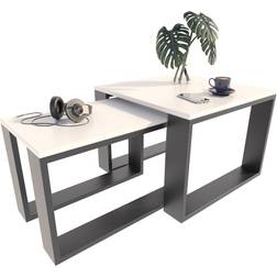 Per la vita Mit Loft Beistelltisch Holztisch Weiß Schwarz Couchtisch 60x60cm 2Stk.