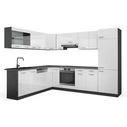 Vicco Eckküche R-Line - Weiß Hochglanz/Anthrazit