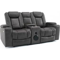 Ebern Designs Ashton 1+2+3 Seater Fabric Auto Recliner Set Grey Sofa