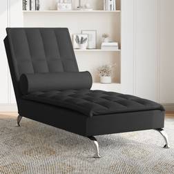 vidaXL Massageschäslong Med Bolster Svart Tyg
