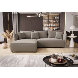 Fun-Möbel Ecksofa Schlafsofa EVORA Stoff Poso Hellbraun Ottomane Links Sofa 245cm 4 Seater