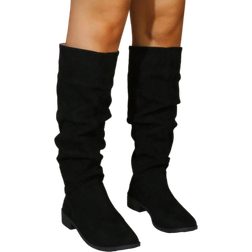 Shein Comfortable Suede Pointed Toe Block Heel Boots