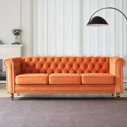 House of Hampton Gevon 84.65" Velvet Roll Arm Sofa 84.6" 3 Seater