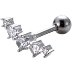Shein 1pc Exquisite Fashionable Stainless Steel Cartilage Piercing Earring With Crystal