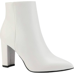 Dream Pairs DREAM PAIRS Women's White Pu Chunky Heel Ankle Booties Pointed Toe Short Boots BM Sianna-1