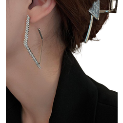 Shein 1pair Delicate Geometric Diamond Shaped Alloy Earrings For Women, Fashionable And Versatile