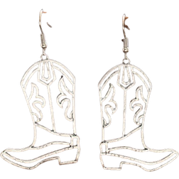 Shein 1pair European & American Fashionable Vintage Classic Western Cowboy Boots 18k Gold Plated Earrings, Suitable For Women's Daily Wear And Festival Gift