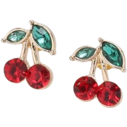 Shein Rhinestone Cherry Stud Earrings