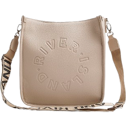 River Island Faux Leather Ri Messenger Bag - Beige