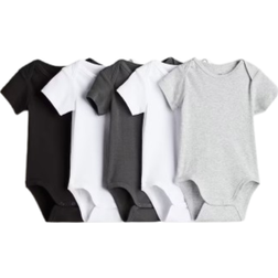 H&M Baby Cotton Bodysuits 5-pack - White/Gray/Black