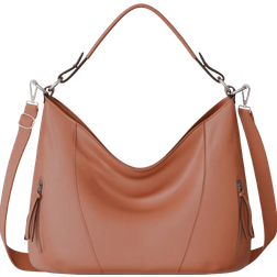 Kmisso Women's Shopper Handbag Shoulder Real Vegan Leather - Brown