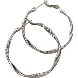 Shein 1pair Fashionable Twist Detail Hoop Earrings For Women For Daily Decoration