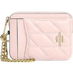 Coach Zip Card Case With Quilting - Novelty Leather/Gold/Blush