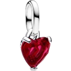 Pandora Broken Heart Mini Dangle Charm Sterling silver Man-made crystal Red