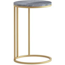 Metro Lane Marble Round Side with Gold Frame 61cm H x 40cm W x 40cm D Small Table 40cm