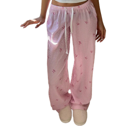 Shein Elegant Low Waist Sexy Out Trousers - Bow Striped Print