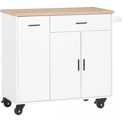 SoBuy Küchenwagen Weiß Natur Servierwagen