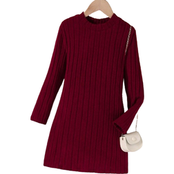 Shein pc Girls Years Old Solid Color Slim Fit Casual Dress AutumnWinter Multiple Colors Available
