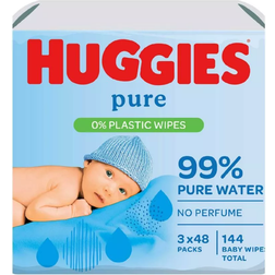 Huggies Pure Baby Wipes 0% Plastic 48s 3 pack