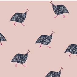 Joules Guinea Fowl Blush Pink Wallpaper 10m x 52cm