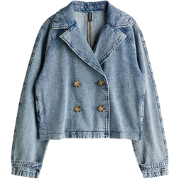 H&M Short Trench Coat - Light Denim Blue