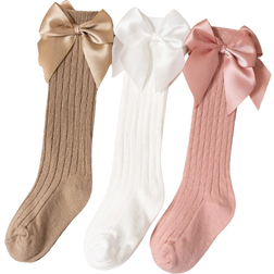Shein 3Pairs/Lot Baby Girls Socks Autumn Winter Kids Big Bow Knee High Long Soft Cute Kids Christmas Sock Red Newborn Socken