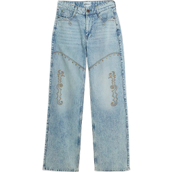 River Island Blue Denim Embroidered Jeans - Womens