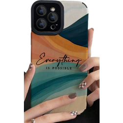 Shein 1pc Letter & Slogan Pattern Faux Leather Texture Soft Phone Case Compatible With Iphone And Samsung