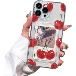 Shein pc Cherry TPU Card Holder Photo Slot AntiDrop Phone Case Minimalist Design Compatible With IPhone X XR XS Max Pro Pro Max Pro Max Pro Plus