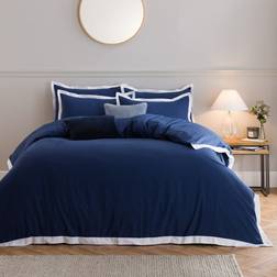 Dunelm Oxford Edge and Pillowcase Set Duvet Cover Blue (220x230cm)