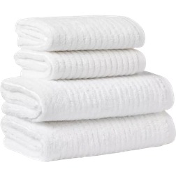 Threshold 4pk Quick Dry Ribbed Hand/Wash Guest Towel White (71.1x40.6cm)