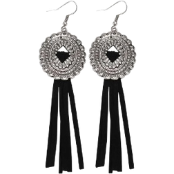 Shein Scallop Trim Oval & Tassel Drop Earrings