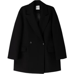 Bershka Sort oversized skræddersyet frakke firkantet pasform-Black
