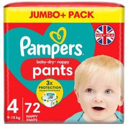 Pampers Baby-Dry Nappy Pants Size 4, 72 Nappies, 9kg 15kg, Jumbo Pack