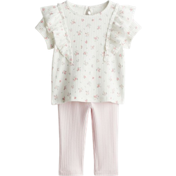 H&M Baby Pink 2-piece jersey top and leggings set 9-12M