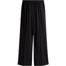 H&M Wide Crease-Detail Trousers - Black