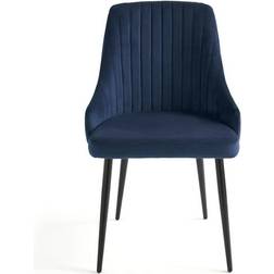 Dunelm Shea Set of 2 Dining Chairs Velvet Navy Kitchen Chair 82cm 2pcs