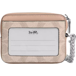 Coach Zip Card Case in Signature Canvas - Beige