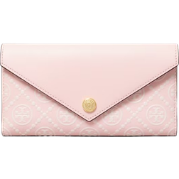 Tory Burch T Monogram Contrast Embossed Envelope Wallet - Powder Pink/New Cream